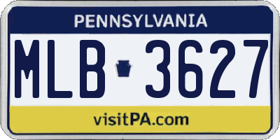 PA license plate MLB3627