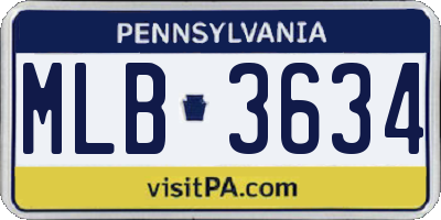 PA license plate MLB3634