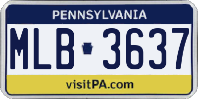 PA license plate MLB3637