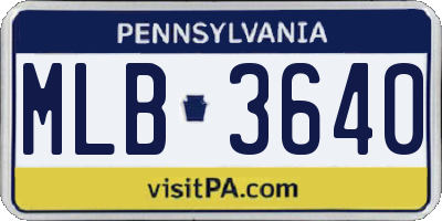 PA license plate MLB3640