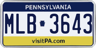 PA license plate MLB3643