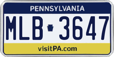 PA license plate MLB3647