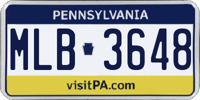 PA license plate MLB3648