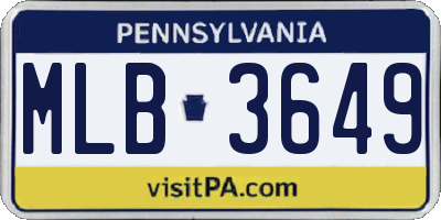 PA license plate MLB3649