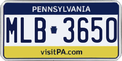 PA license plate MLB3650