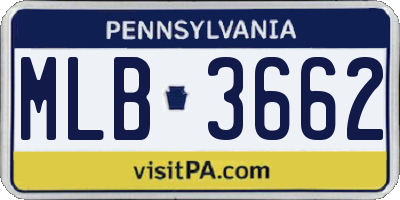 PA license plate MLB3662