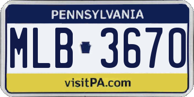 PA license plate MLB3670