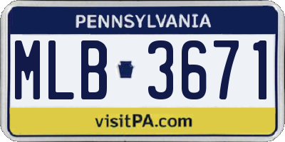 PA license plate MLB3671