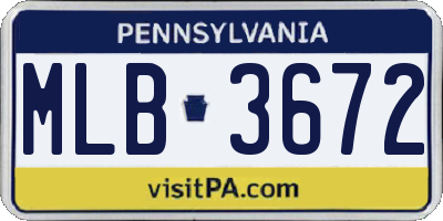 PA license plate MLB3672