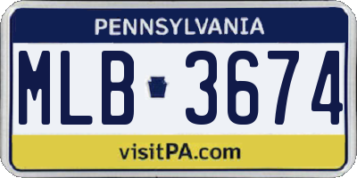 PA license plate MLB3674