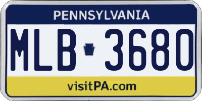 PA license plate MLB3680