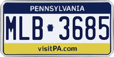 PA license plate MLB3685