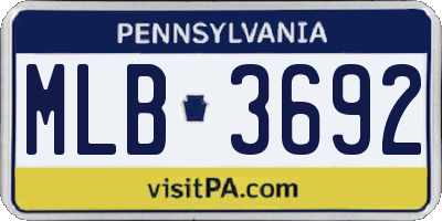 PA license plate MLB3692