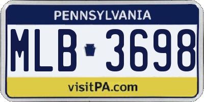 PA license plate MLB3698