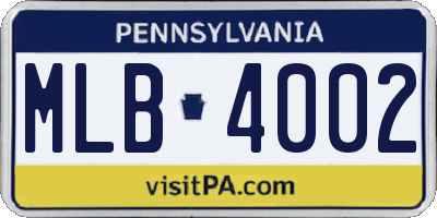 PA license plate MLB4002