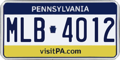 PA license plate MLB4012