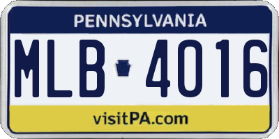 PA license plate MLB4016