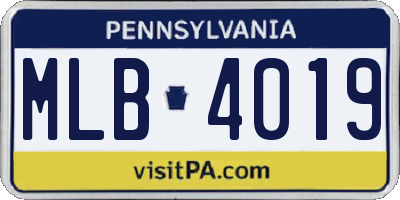 PA license plate MLB4019