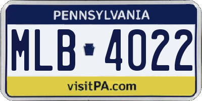 PA license plate MLB4022