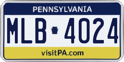 PA license plate MLB4024