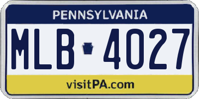 PA license plate MLB4027
