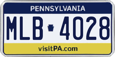 PA license plate MLB4028