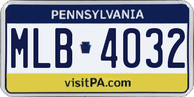 PA license plate MLB4032
