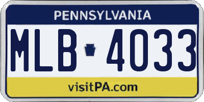 PA license plate MLB4033