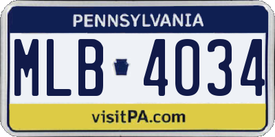 PA license plate MLB4034