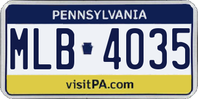 PA license plate MLB4035
