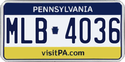 PA license plate MLB4036