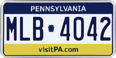 PA license plate MLB4042
