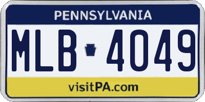 PA license plate MLB4049