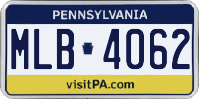 PA license plate MLB4062