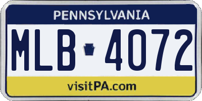PA license plate MLB4072