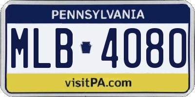 PA license plate MLB4080