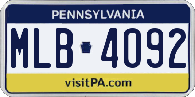 PA license plate MLB4092