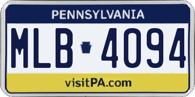 PA license plate MLB4094