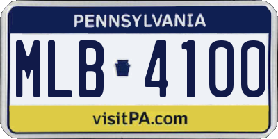 PA license plate MLB4100