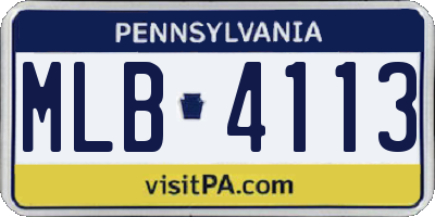 PA license plate MLB4113