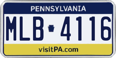 PA license plate MLB4116