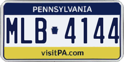 PA license plate MLB4144