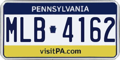 PA license plate MLB4162