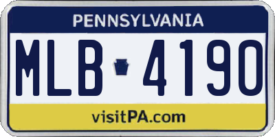 PA license plate MLB4190