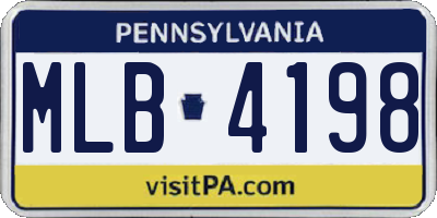 PA license plate MLB4198