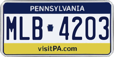 PA license plate MLB4203