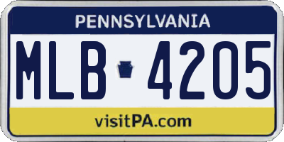 PA license plate MLB4205