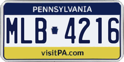 PA license plate MLB4216