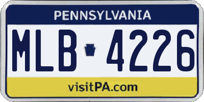 PA license plate MLB4226