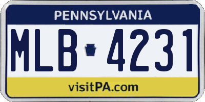PA license plate MLB4231